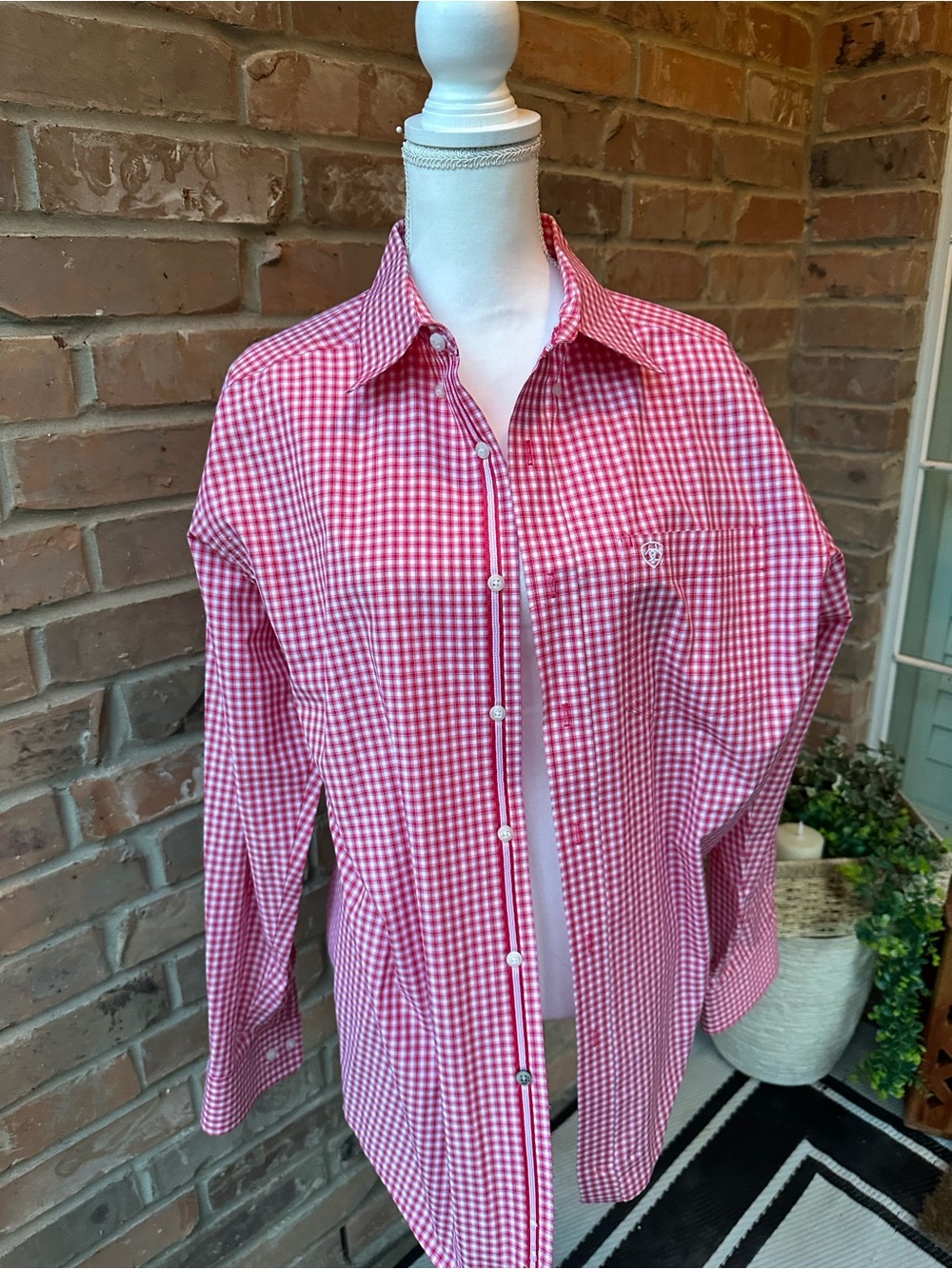 Ariat Pro Red and White Plaid Button-Down Shirt